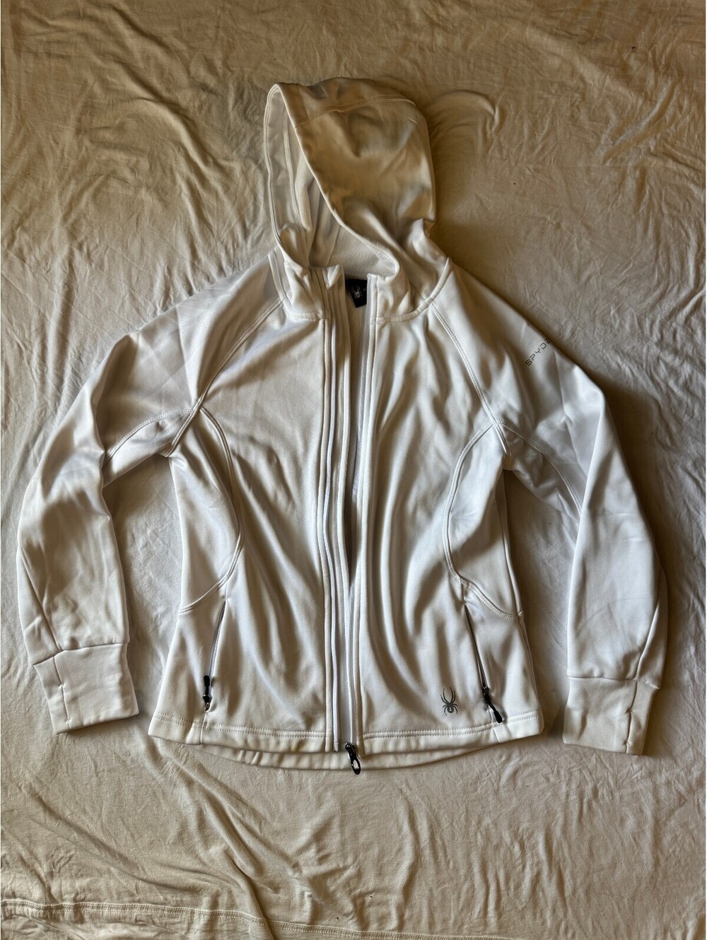 Spyder Women's Hayer Full Zip Hooded Fleece Jacket White Size M Outdoor Gorpcore